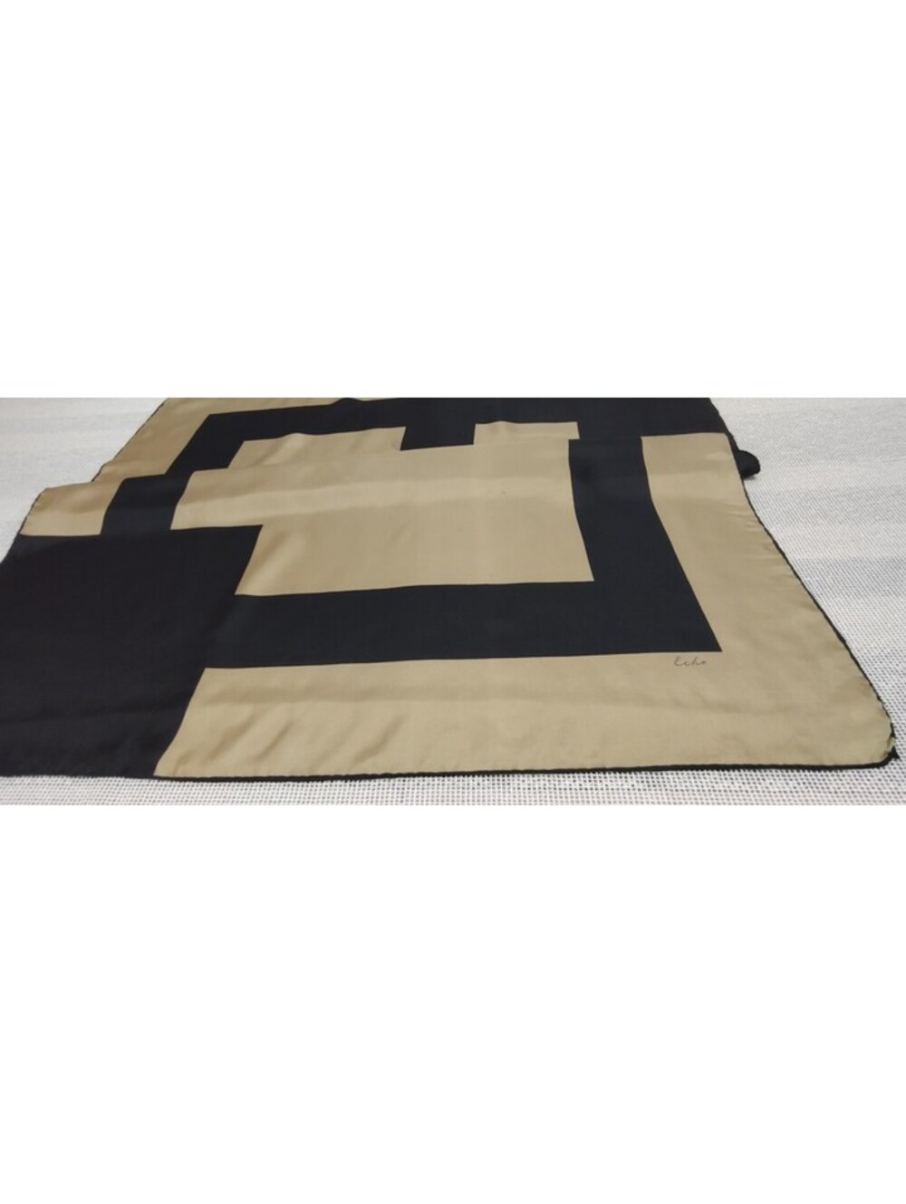 Vintage Echo Silk Scarf Black Squares Geometric 1960s Little Black Dress Era 60s